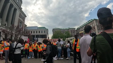 Faculty at student protests inside Columbia University Campus, NYC, 4.29 2024 Stock Footage 274570773