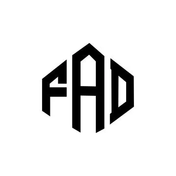 FAD letter logo design with polygon shape. FAD polygon and cube shape logo .. Stock Illustration