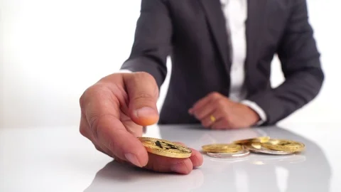 Fade decline chart and selective focus at bitcoin in business man Stock Footage 87929710