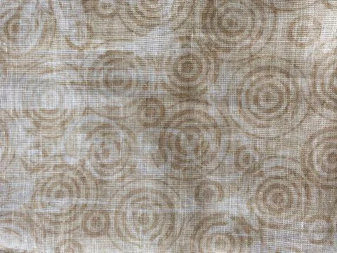 Faded Beige Abstract Circular Digital Print on Cotton Linen Fabric 库存照片