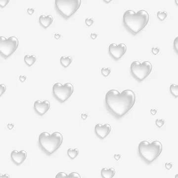 Faded seamless pattern with 3d hearts. Stock Illustration