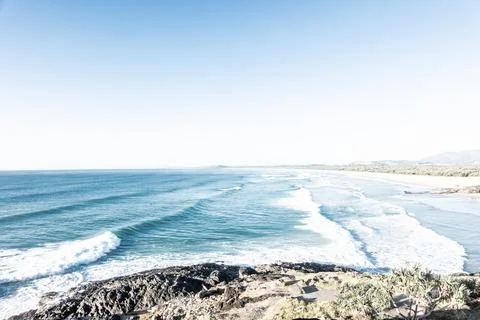 Faded summer vibe effect view from Corambirra Point in Australia Coffs Harb.. Stock Photos