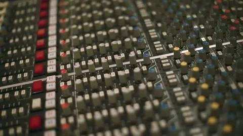 Faders and Buttons of Professional Audio Console Stockbeeldmateriaal 49751575