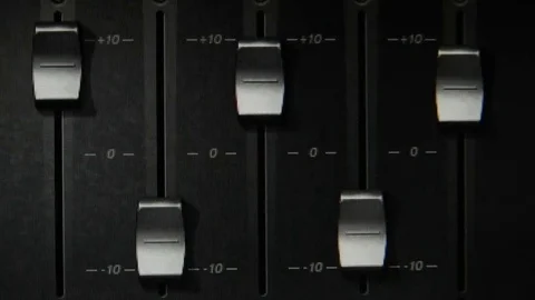 Faders of a digital audio workstation mixer Stock Footage 69167390