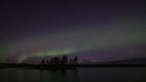 Fading aurora over the lake Stock Footage 250288035