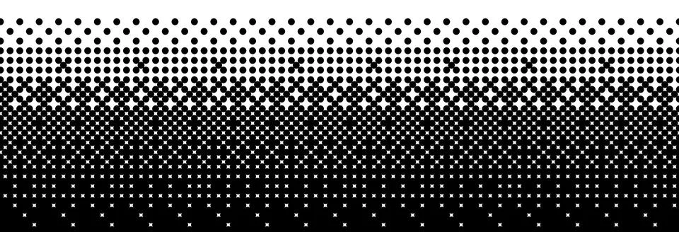 Fading bitmap gradient texture. Black and white dither pattern background Stock Illustration