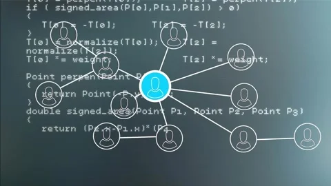 On fading in central blue node, white nodes appearing and connecting to Video stock 329110838