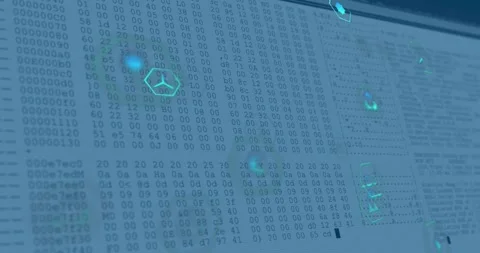 Fading code window initiating icons floating while chat CO icons forming grid Stock Footage 317799720