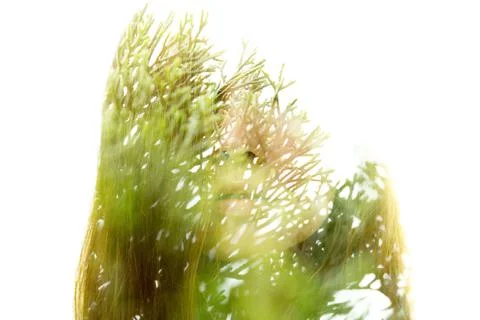 Fading into the feelings. Creative double exposure portrait Stock Photos