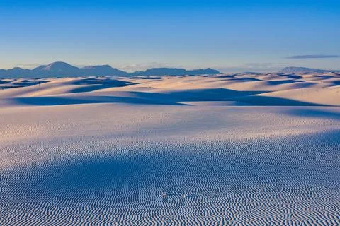 Fading Light Casts a Blue Tone Over White Sands 库存照片