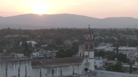 "Fading Light, Enduring Land: The Town of Alfajayucan Under a Dusky Glow" Stock Footage 322128030