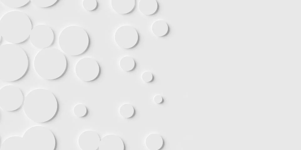 Fading out random moved scaled circle or cylinder shapes on white background  Stock Illustration