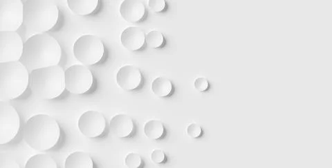 Fading out random moved white circle shaped bowls background wallpaper banner Stock Illustration