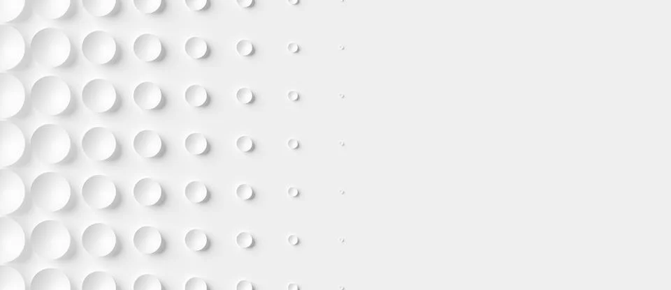 Fading out rows of white circle shaped bowls background wallpaper banner patt 스톡 일러스트