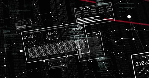 Fading outlines starting keyboard grid motion showing numbers morphing sweeping Stock Footage 313640056