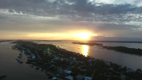 Fading Sunset Over the Ocean Bay during Summer Stock-Footage 73282224