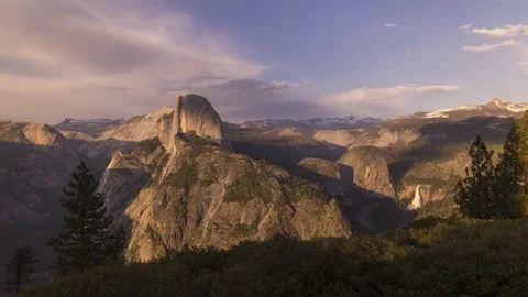 Fading sunset time lapse at Glacier Point in Yosemite National Park, California Stock-Footage 78908800