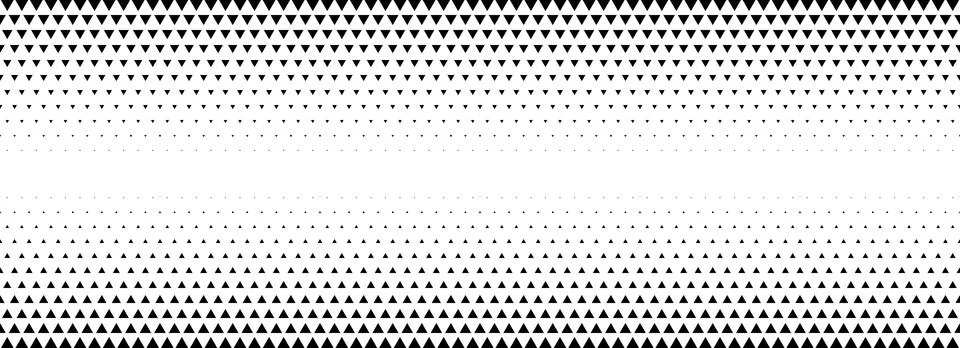 Fading triangle halftone texture gradient. Black and white abstract geometric Ilustración de archivo