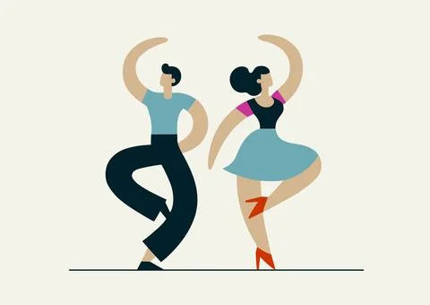 Faery and expressive dance Cha-cha-cha. Graphic illustration Stock-Illustration