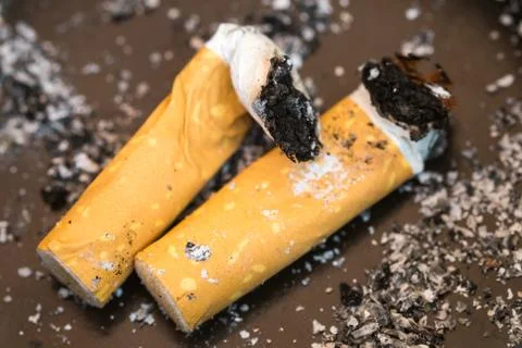 Fag ends in a ash tray Stock Photos