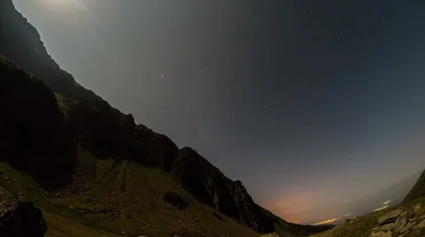 Fagaras mountain valley moon setting HD Stock-Footage 41002835