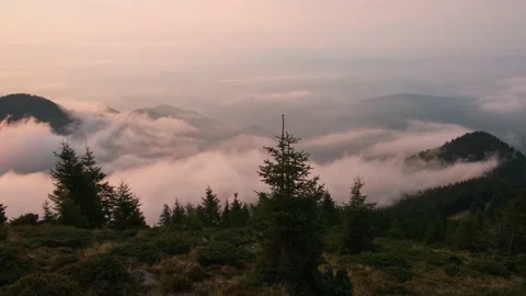 Fagaras Mountains cloudscape scenery in late summer Stock Footage 159810929