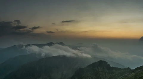 Fagaras Serbota ridges sunset clouds HD Stock-Footage 40999799