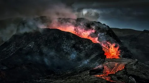Fagradalsfjall Volcano Stock Photos
