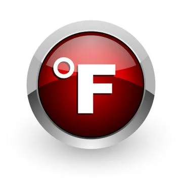 Fahrenheit red circle web glossy icon. 库存插图