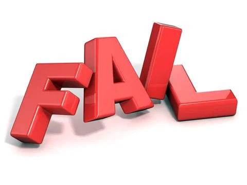 Fail concept. Red letters isolated over white background. 3D Fail concept.... Stock Photos