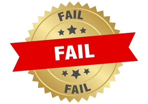 Fail. fail round red and gold label isolated on transparent background Illustrazione stock