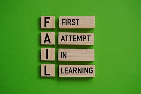 FAIL with the meaning FIRST ATTEMPT IN LEARNING. Motivational quotes Stock Photos