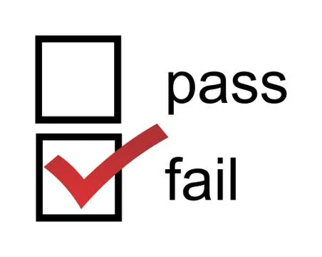 Fail pass checkbox with red fail checked Stock Illustration