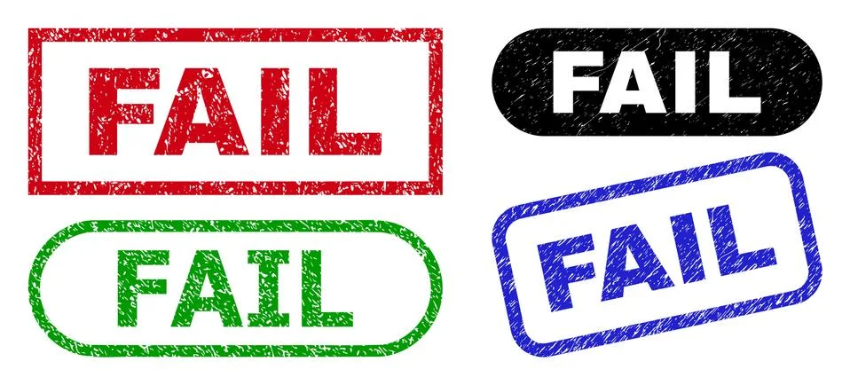 FAIL Rectangle Seals Using Unclean Texture Stock Illustration