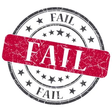 Fail red grunge round stamp on white background Illustrazione stock