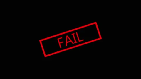 Fail stamp appears on a dark background. This fail stamp indicates an unsuc.. Stock Footage 337621691