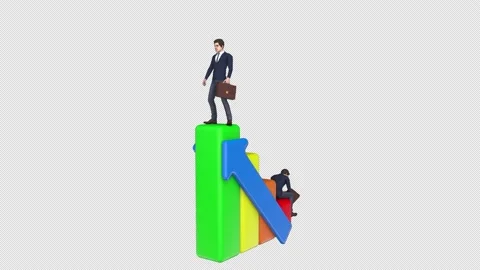 Failed and successful businessman on a graph – looped with alpha channel. Stock Footage 176951653