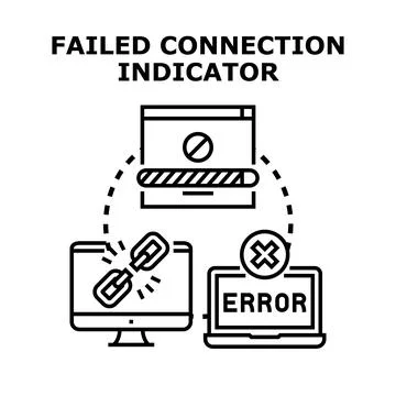 Failed connection indicator showing broken network communication Illustrazione stock