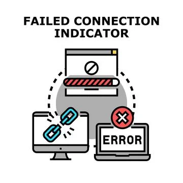 Failed connection indicator showing broken network communication Illustrazione stock