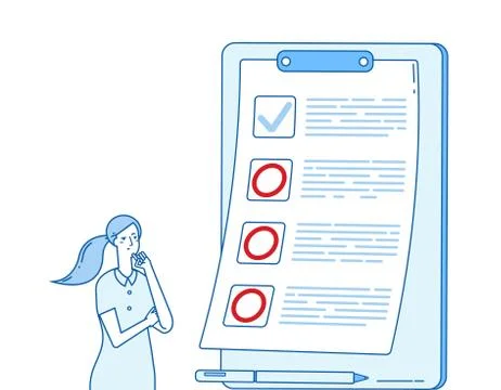 Failed to do list. Vector displeased woman and planning Stock Illustration