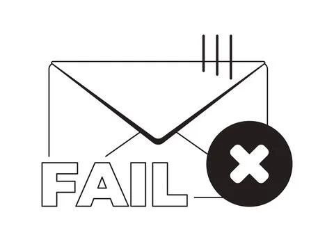 Failed email notification modern black and white UI element Stock Illustration