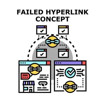 Failed hyperlink concept breaking website connection problem 스톡 일러스트