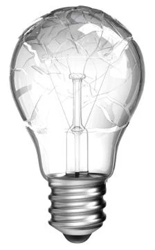 Failed idea. smashed lightbulb isolated Stock Illustration
