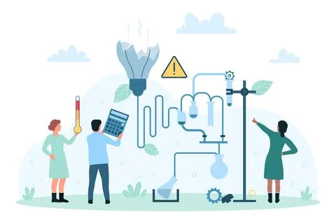 Failed laboratory experiment and science research, bad idea, mistake of tiny Stockillustratie