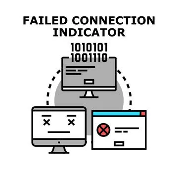 Failed network connection indicator showing system error Stock Illustration