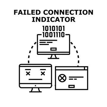 Failed network connection indicator showing system error Stock Illustration