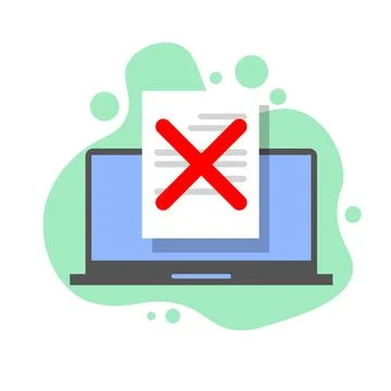 Failed online test. Bad survey score on laptop, internet failure idea. Stock Illustration