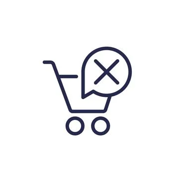Failed order line icon with shopping cart Illustrazione stock
