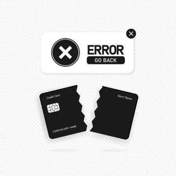 Failed payment banner. Declined transaction, invalid purchase. Error sign Stock Illustration