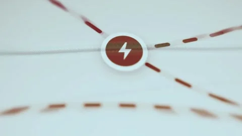 Failed Power Node on White Network Map Video stock 338394723